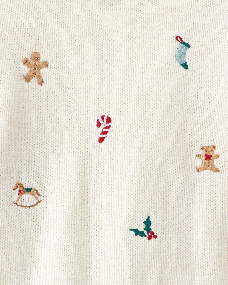Baby Boy Holiday Print Long-Sleeve Sweater & Pant Set - White