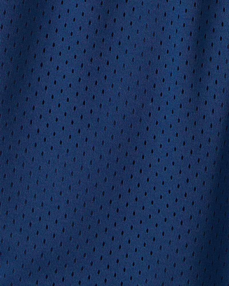 Boys Striped Mesh Active Shorts - Navy