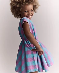 Toddler Girl Avenue Twirl™ Gingham Scalloped Dress - Purple/Blue