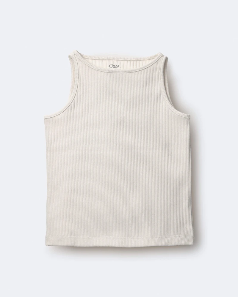 Toddler Girl Ribbed Playtime Tank Top - Cream