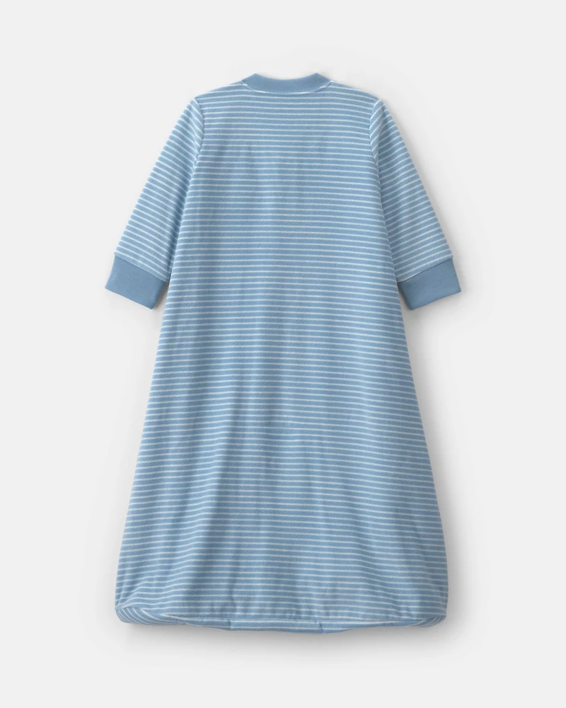 Baby Boy Striped Fleece Loose Fit Wearable Blanket - Blue