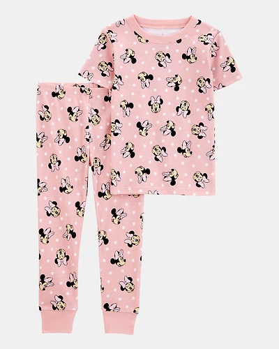 Toddler Girl Minnie Mouse Snug Fit Cotton 2-Piece Pajamas - Pink