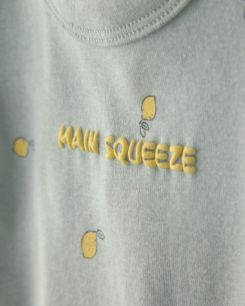 Baby Girl 'Main Squeeze' Lemon Short-Sleeve Romper - Green