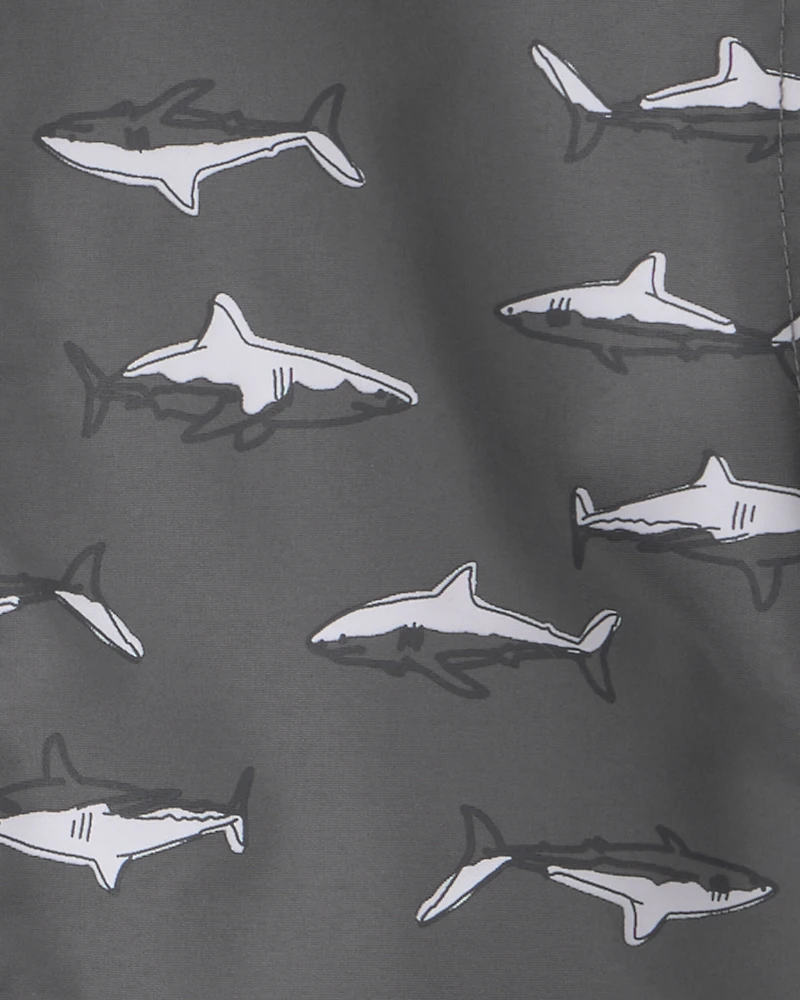 Toddler Boy Shark Raincoat - Grey