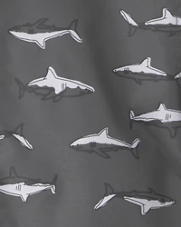 Toddler Boy Shark Raincoat - Grey