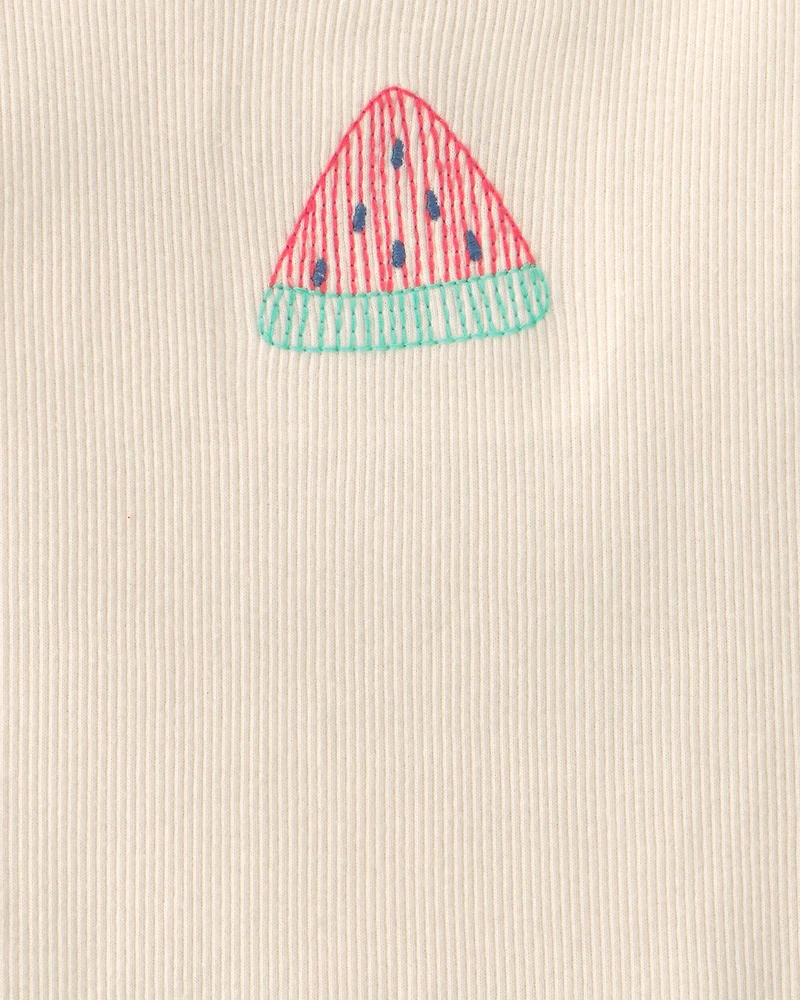 Toddler Girl Watermelon Ribbed Tank Top - Cream