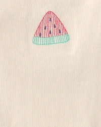 Toddler Girl Watermelon Ribbed Tank Top - Cream