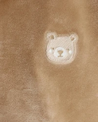 Baby Girl Bear Velour Hoodie & Pant Set - Brown