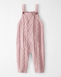 Baby Girl Organic Cotton Cable Knit Overalls