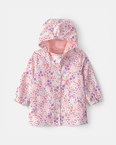 Baby Girl Floral Raincoat - Pink