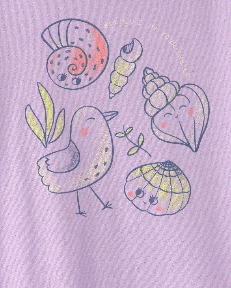 Toddler Girl 'Believe In Your-Shellf' Graphic Tee - Purple
