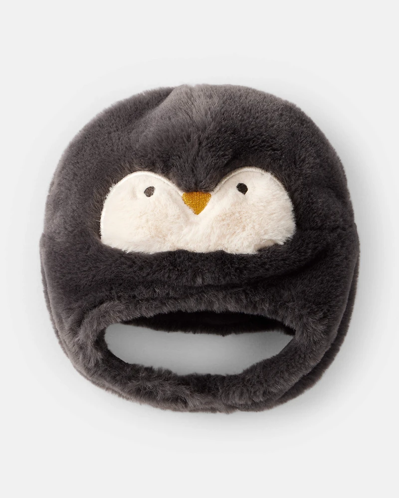 Baby Penguin Winter Trapper Hat - Black/White