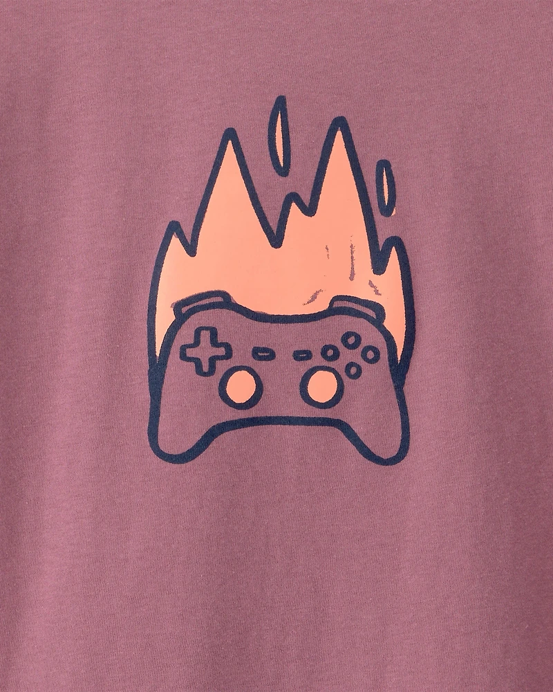 Boys Game Controller Long-Sleeve Graphic Tee - Red