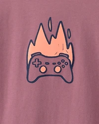 Boys Game Controller Long-Sleeve Graphic Tee - Red