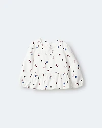 Toddler Girl Peplum Long-Sleeve Top with Shapes - Ivory