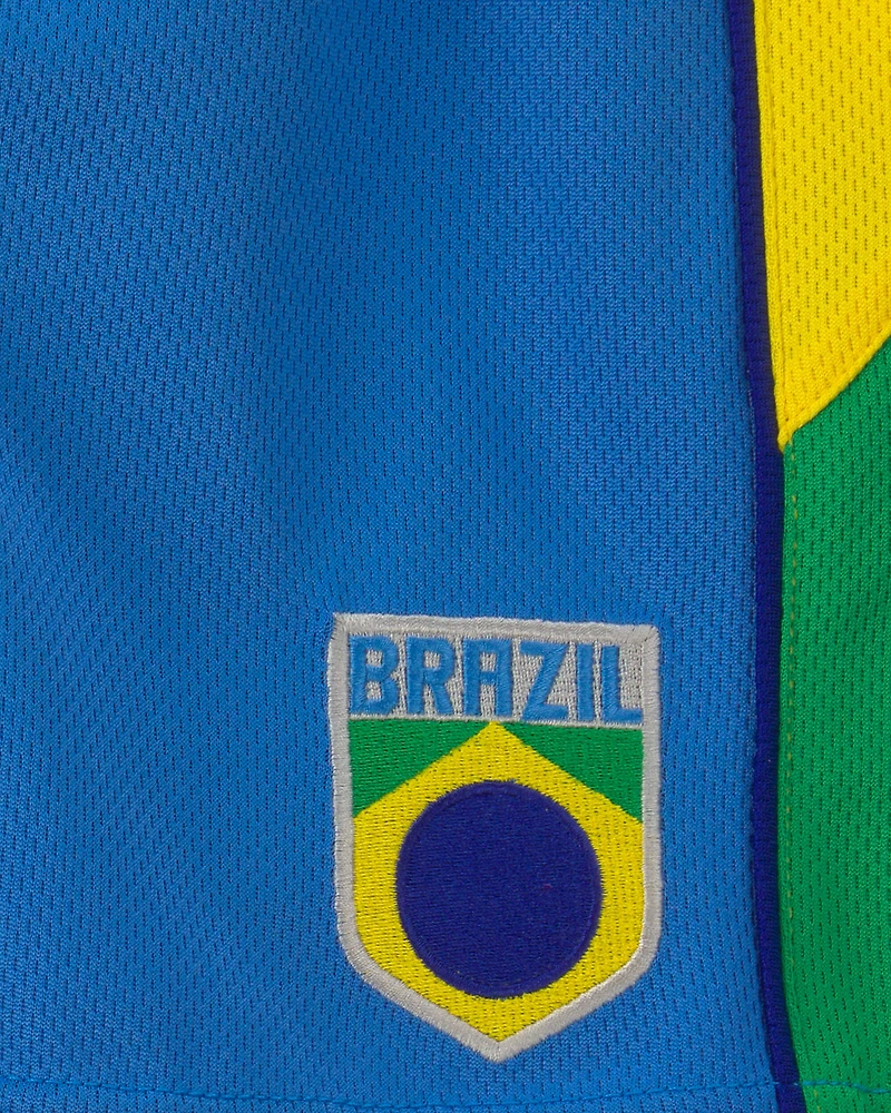 Toddler Umbro Brazil Mesh Soccer Shorts - Blue/Yellow/Green