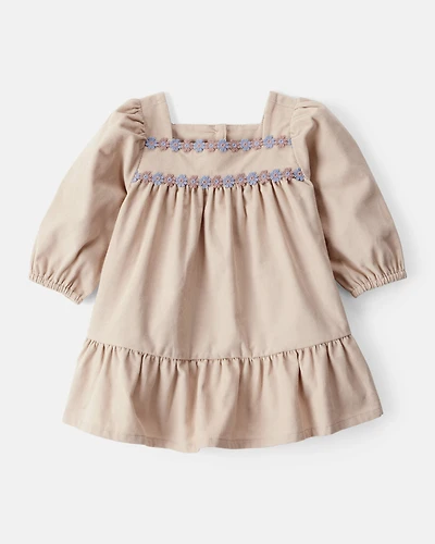 Baby Girl Corduroy Long-Sleeve Dress - Brown