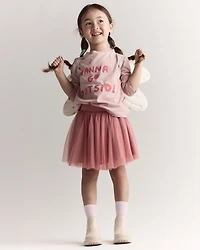 Toddler Girl 'I Wanna Go Outside' Long-Sleeve Relaxed Graphic Tee - Light Pink