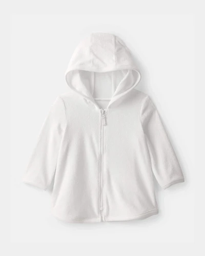Baby Girl Terry Long-Sleeve Cover Up - White