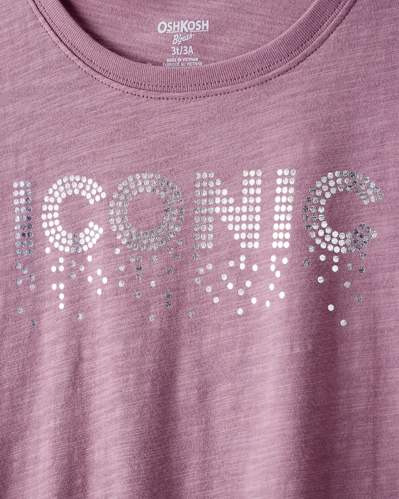 Girls Iconic Cotton Short-Sleeve Graphic Tee - Purple