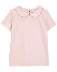 Toddler Scalloped Collar Short-Sleeve Top - Pink