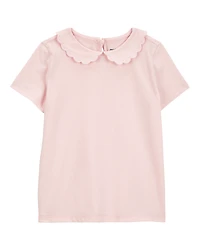 Toddler Scalloped Collar Short-Sleeve Top - Pink