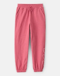 Girls 2-Piece Heart Print Hoodie & Joggers Set - Pink