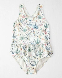 Toddler Girl Recycled Swimsuit in Tropical Paradise