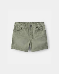 Toddler Twill Pull-On Shorts - Olive