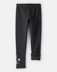 Girls Pull-On Stretch Cozy Leggings - Black