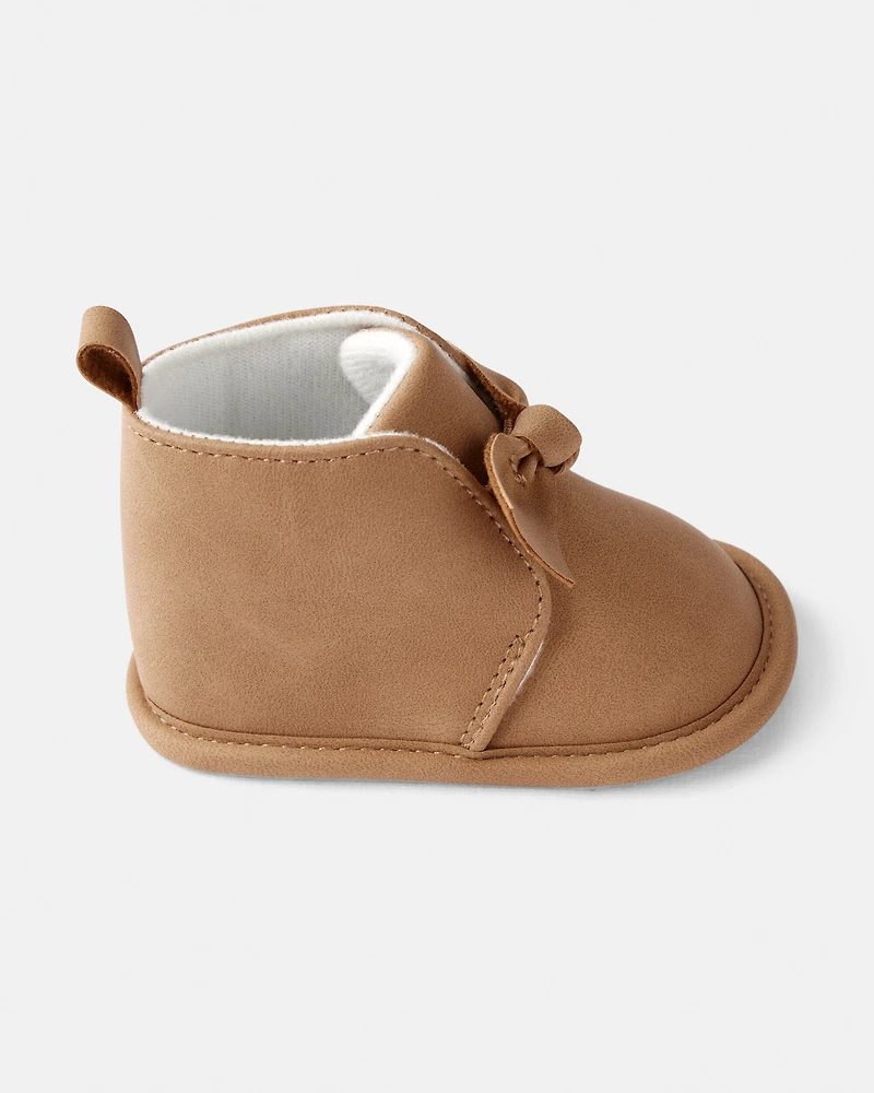 Baby Girl Bow High-Top Casual Shoes - Brown