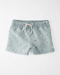 Toddler Boy Recycled Seagull-Print Swim Trunks