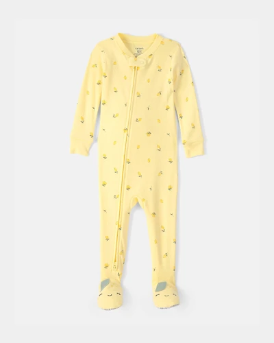 Baby Lemon 100% Cotton Snug Fit 1-Piece Pajama Set - Yellow