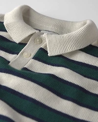 Boys Organic Cotton Sweater Knit Polo in Stripes