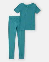 Boys PurelySoft Short-Sleeve Snug Fit 2-Piece Pajama Set - Blue
