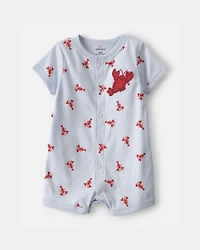 Baby Boy Lobster Short-Sleeve Romper - Grey