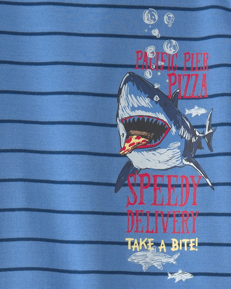 Boys Boat 100% Cotton Snug Fit 4-Piece Pajama Set - Blue