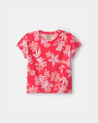 Girls Floral Top - Coral