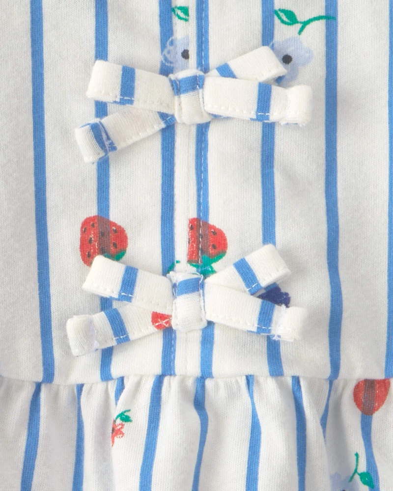 Baby Girl 2-Piece Strawberry Top & Short Set - Blue/Red