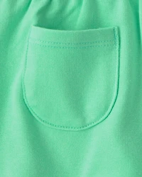 Toddler Girl 2-Piece Fish Ruffle Top & Short Set - Green/Ivory