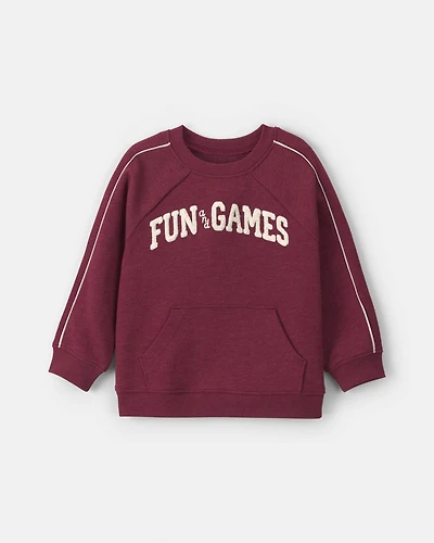 Toddler Boy 'Fun & Games' Pullover Sweatshirt - Burgundy
