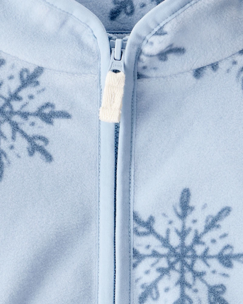 Baby Girl Snowflake Microfleece Zip-Up Jacket - Blue