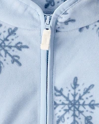 Baby Girl Snowflake Microfleece Zip-Up Jacket - Blue