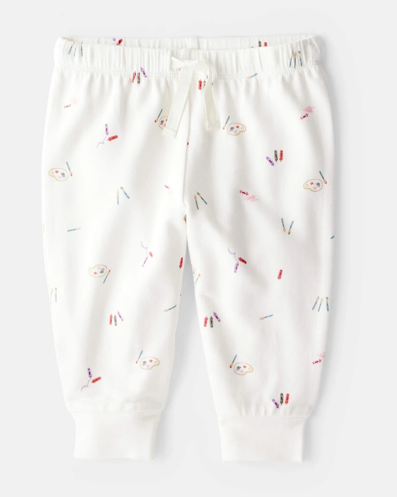 Baby Girl Paint Print PurelySoft Long-Sleeve Tee & Pant Set - Ivory