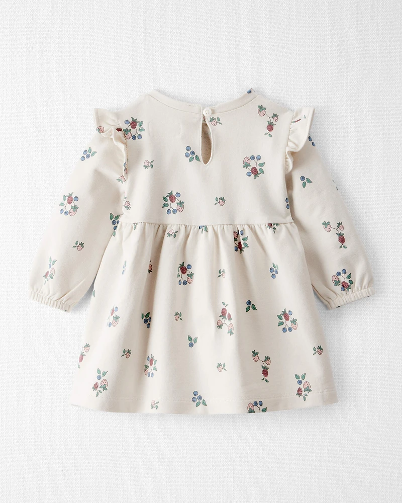 Baby Girl Organic Cotton French Terry Dress in Berry Blossom Print