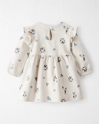 Baby Girl Organic Cotton French Terry Dress in Berry Blossom Print