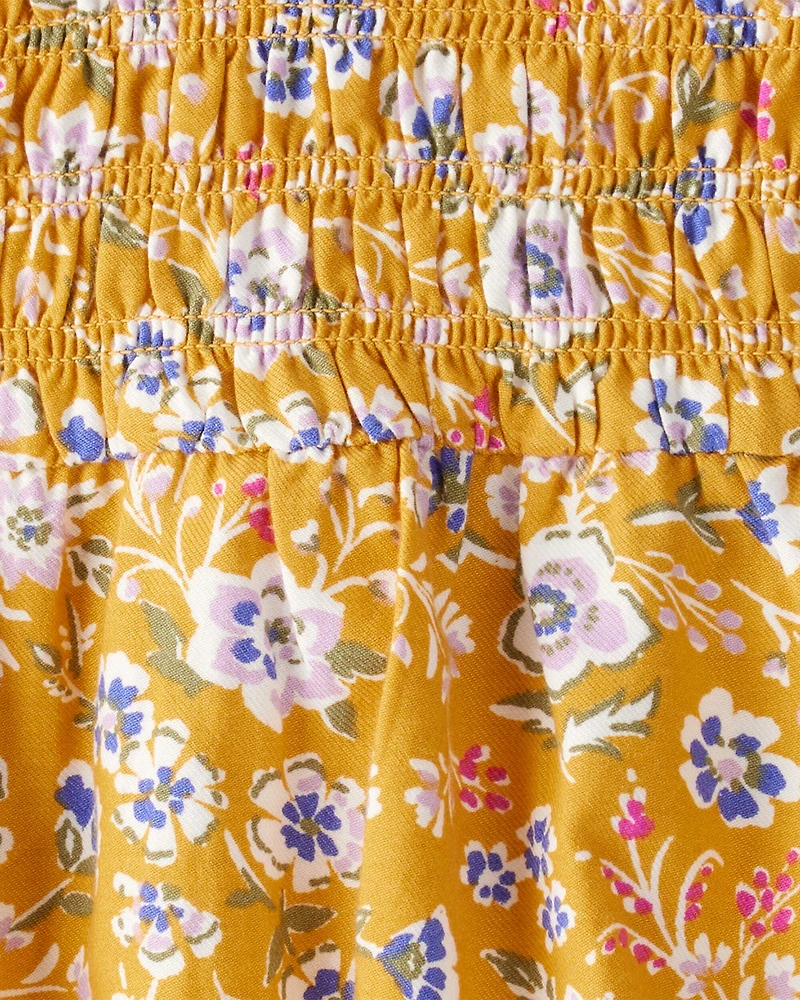 Baby Girl Smocked Floral Long-Sleeve Dress - Yellow