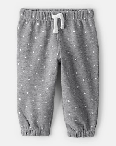 Baby Girl DayDream Fleece Polka Dot Pants - Grey