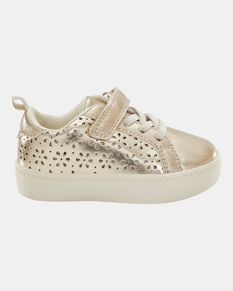 Toddler Girl Eyelet Glitter Sneakers - Gold