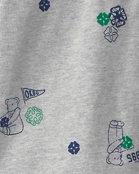 Toddler Boy Bear Long-Sleeve Polo Shirt - Grey